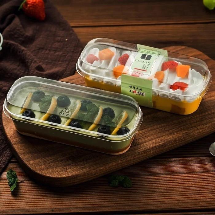 mika box dessert persegi panjang 250ml / tray box mika dessert premium / cup mika puding tiramisu / 