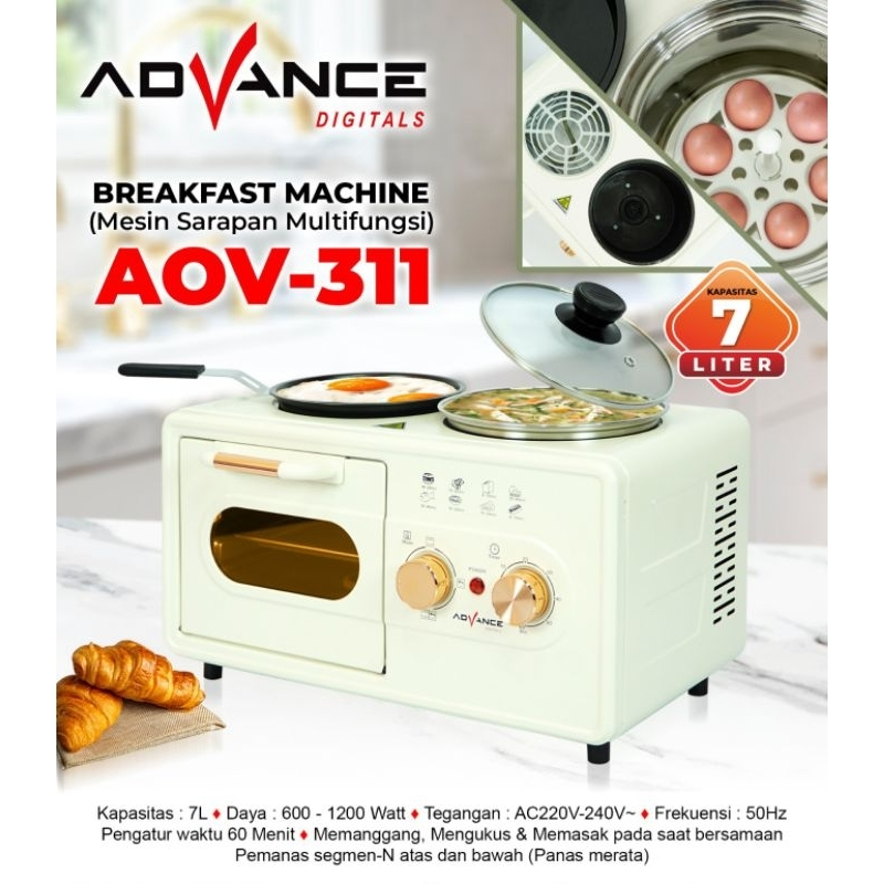 oven 3in1 Mesin Sarapan Multifungsi AOV-311 / Breakfast Machine 7 Liter Advance