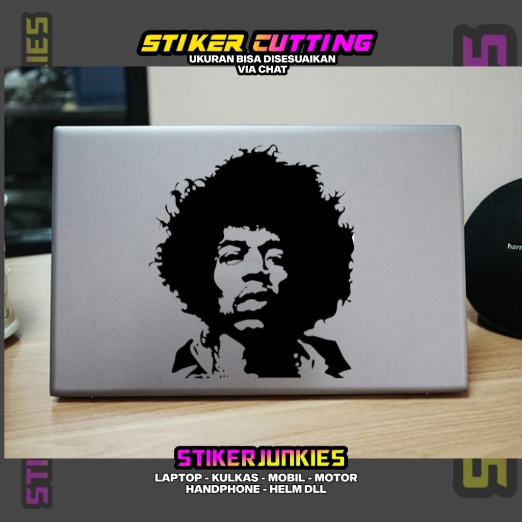 STIKER LAPTOP TOKOH TERKENAL JIMY HENDRIX STICKER CUTTING TRANSPARAN