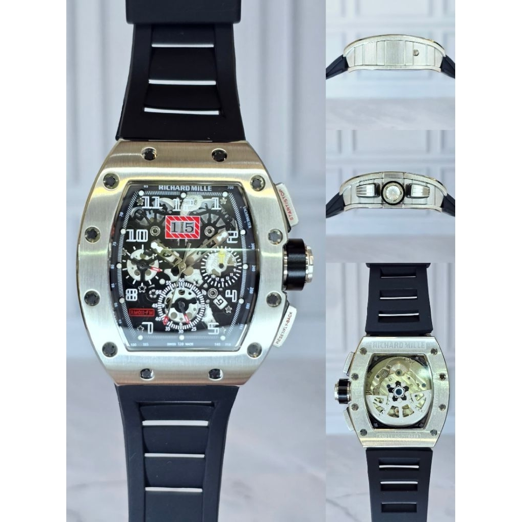 Jam tangan pria RM Automatic 42MM 11-01 Travel Scott Stainless Japan