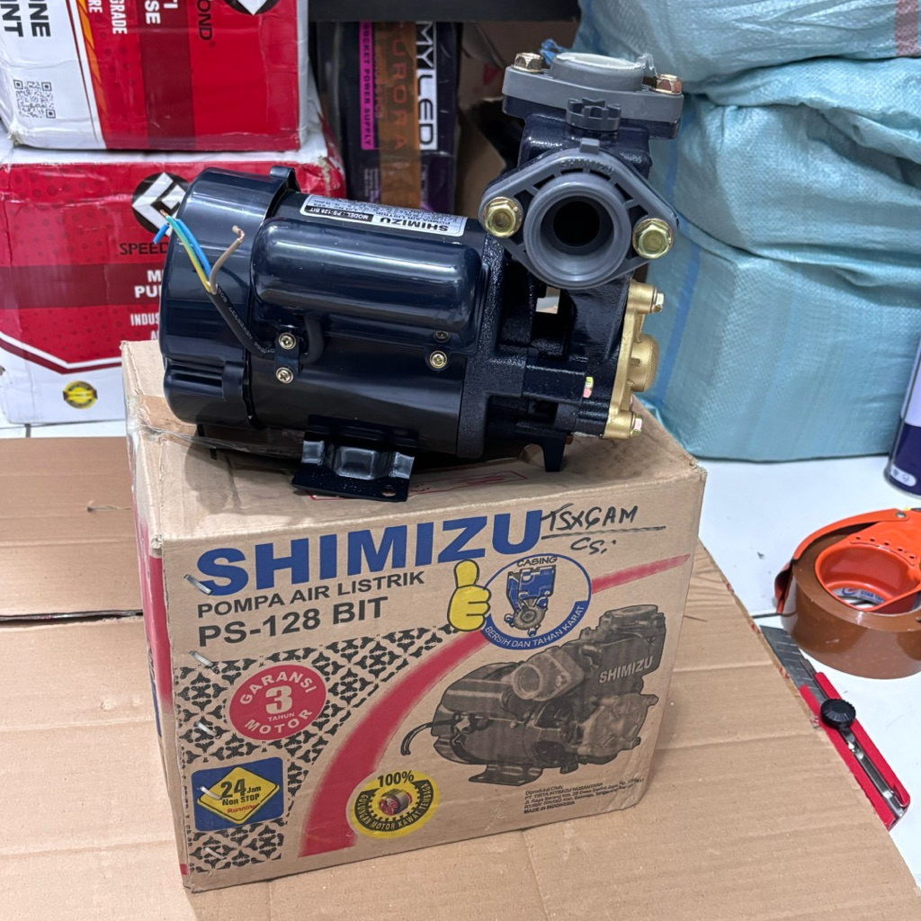 Shimizu Pompa Air Listrik Sumur Dangkal Daya Hisap 9 Meter Shimizu PS-128 BIT