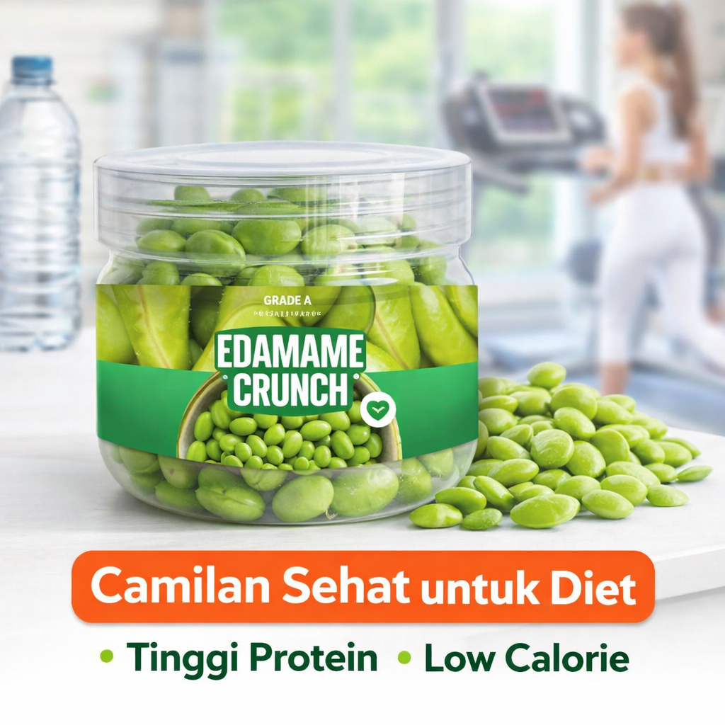 Edamame Crunch Snack Sehat Diet Tinggi Protein Keto Friendly Toples 100gr Gurih Renyah