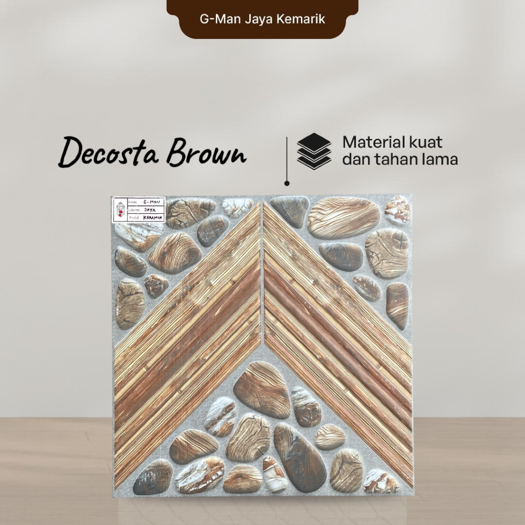 Keramik Lantai Kasar 40x40 Decosta Brown Keramik Mulia Ceramic Garasi/Carpot Grade A Isi 6pcs