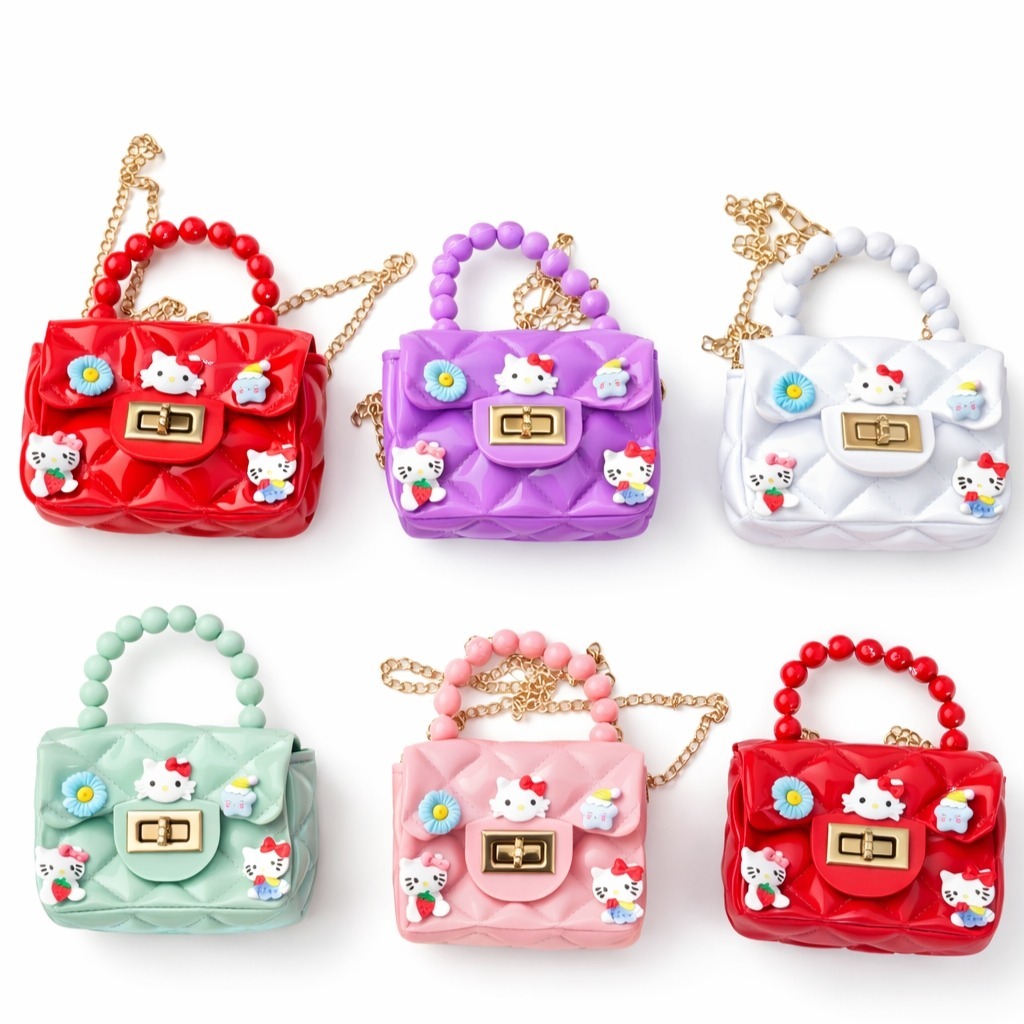TAS SELEMPANG JELLY RUBBER/ TAS TALI SELEMPANG ANAK IMPORT KOREA/ TAS BAHU MOTIF DIAMOND