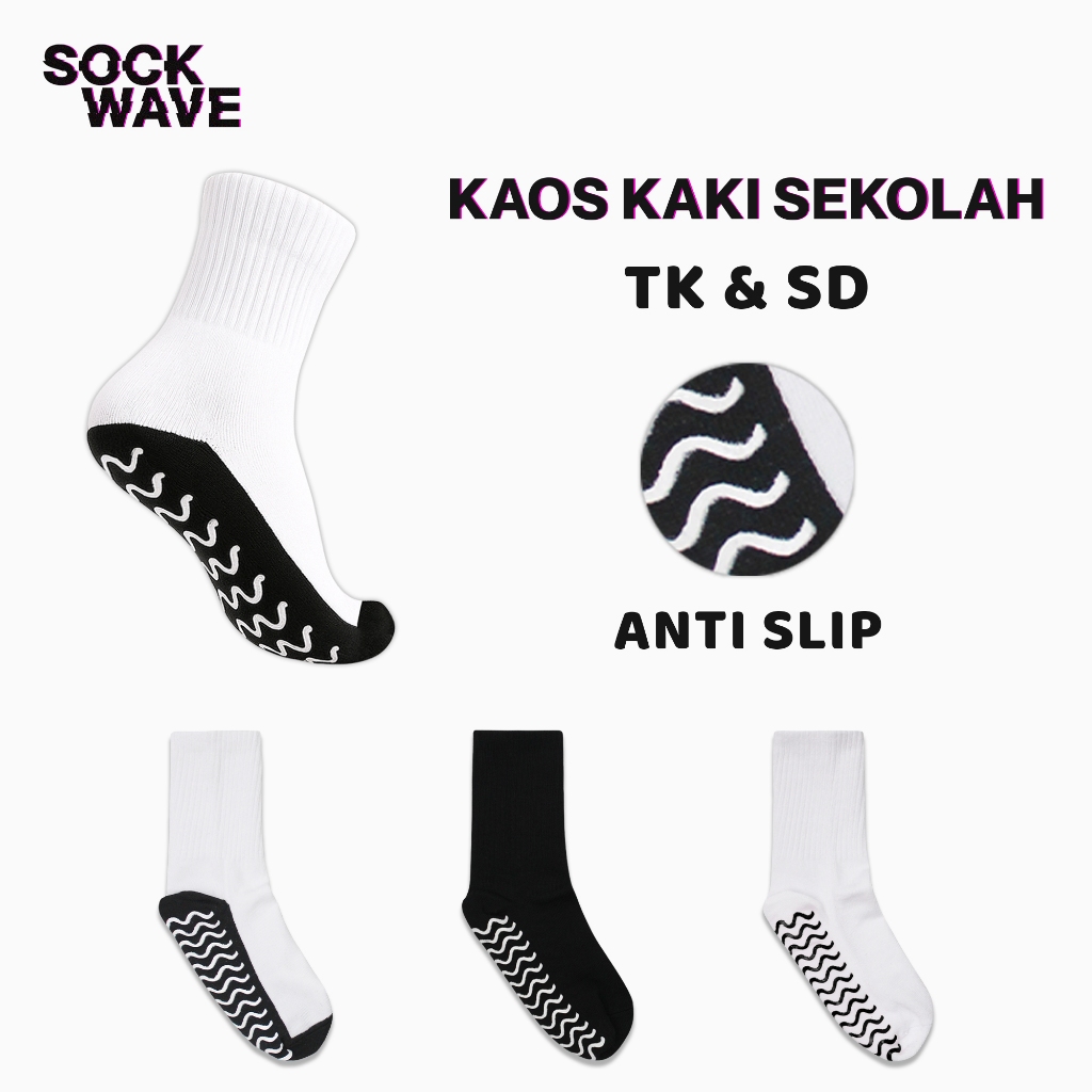 Kaos Kaki Anak Sekolah Anti Slip TK SD Hitam Putih