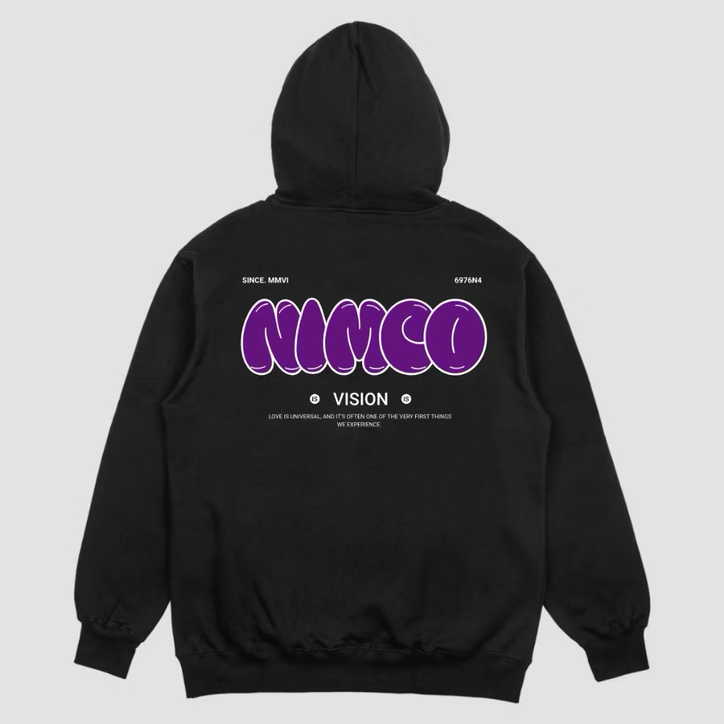 Hoodie Nimco Hitam NM0006 Sweatershirt Pria Wanita