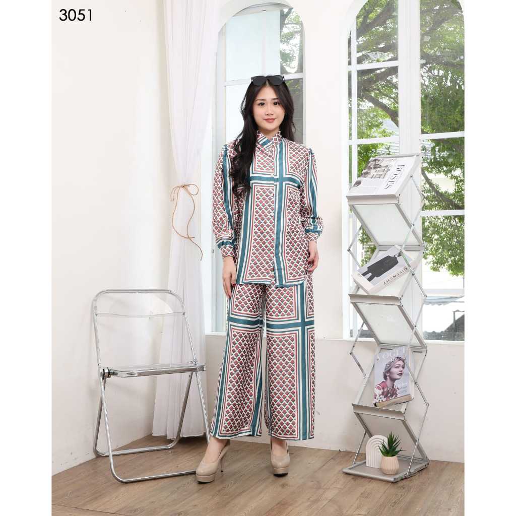 L-3 FASHION, One Set / Setelan celana wanita, Kerah Shanghai bahan Silk ( 3051 )