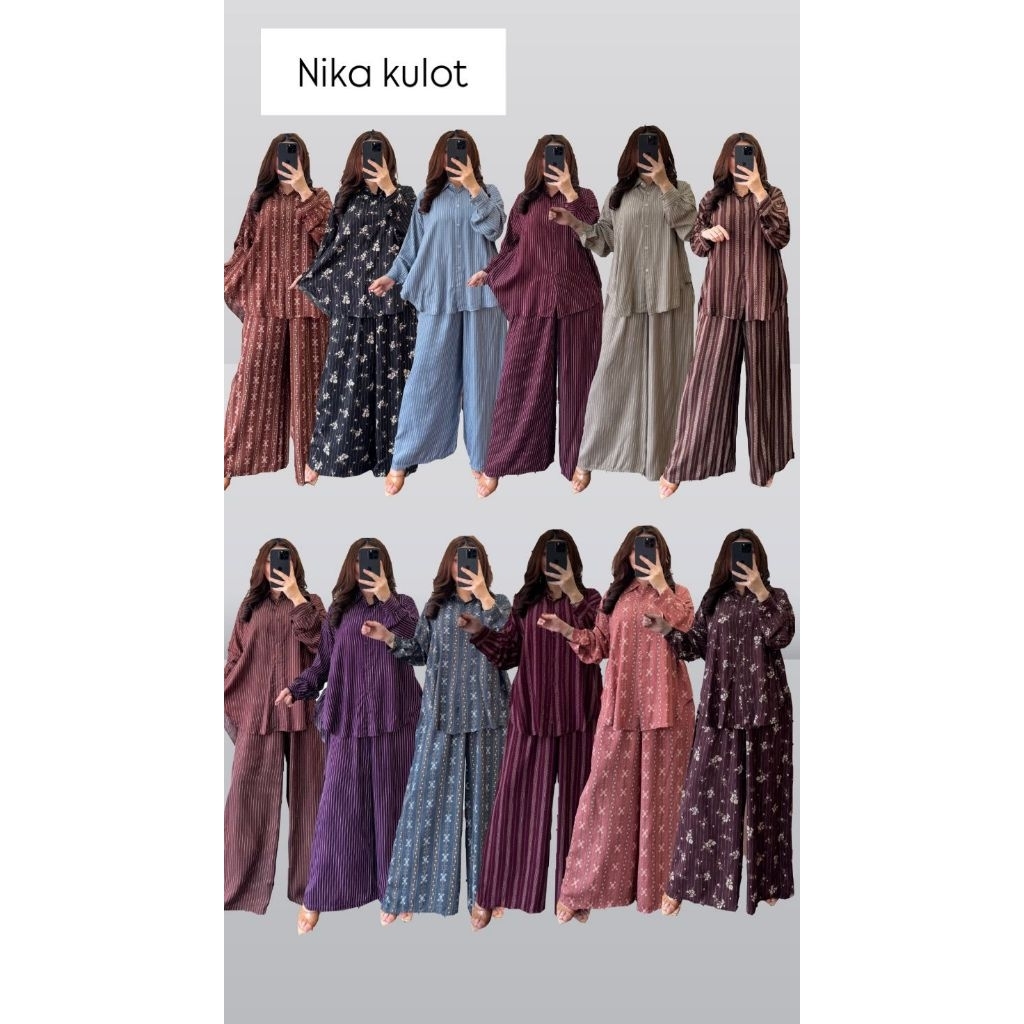 set kulot nika jumbo, setelan kulot viral, setelan kemeja celana kulot jumbo, setelan kulot jumbo ra