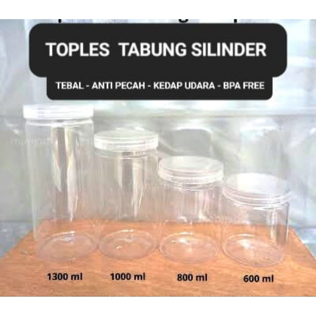 Toples Tabung Silinder 400ML Bening Transparan | Lodong Wadah tempat snack krupuk | Jar Wadah Plasti