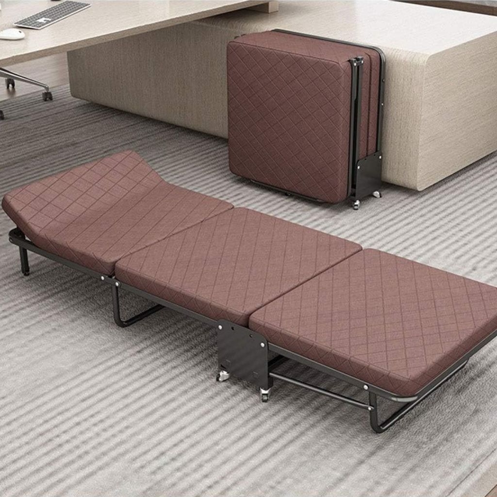 Kasur Lipat 3 Fold 180cm Ranjang Lipat Besi + Roda Tebal SKU 7CHK6GBR