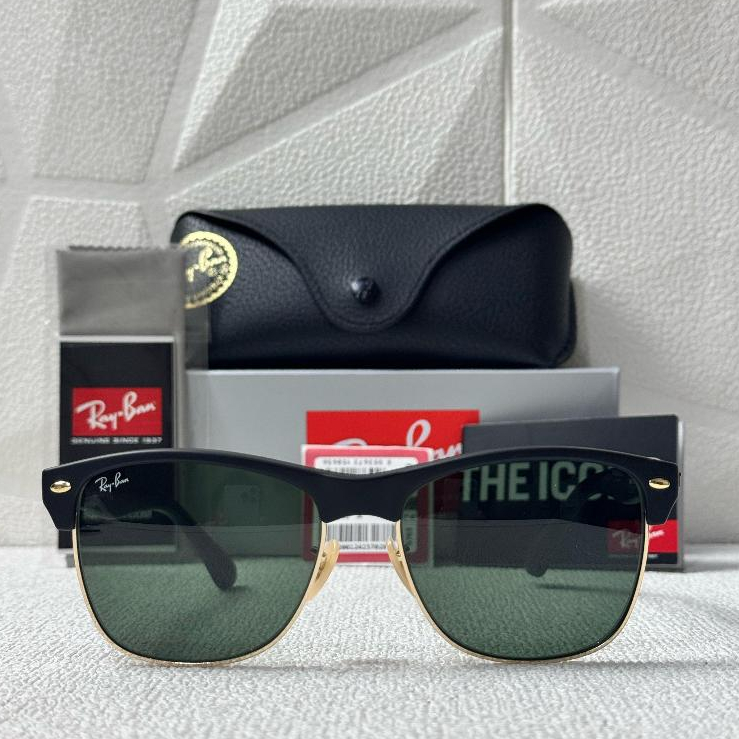 Kacamata Rayban Clubmaster Oversized RB4175 877 Black Doff Original