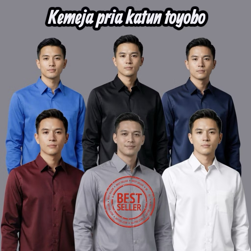 Kemeja Pria Polos Slim Fit Toyobo Premium Lengan Panjang Bahan Adem Nyaman Casual Formal Kerja Kanto