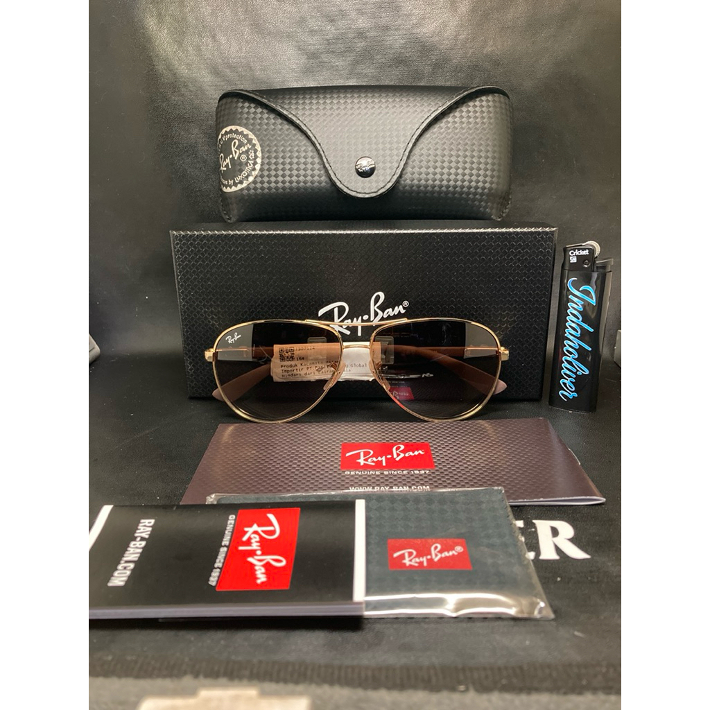 Original  Rayban Aviator  Carbon RB Tech BNIB  fullset