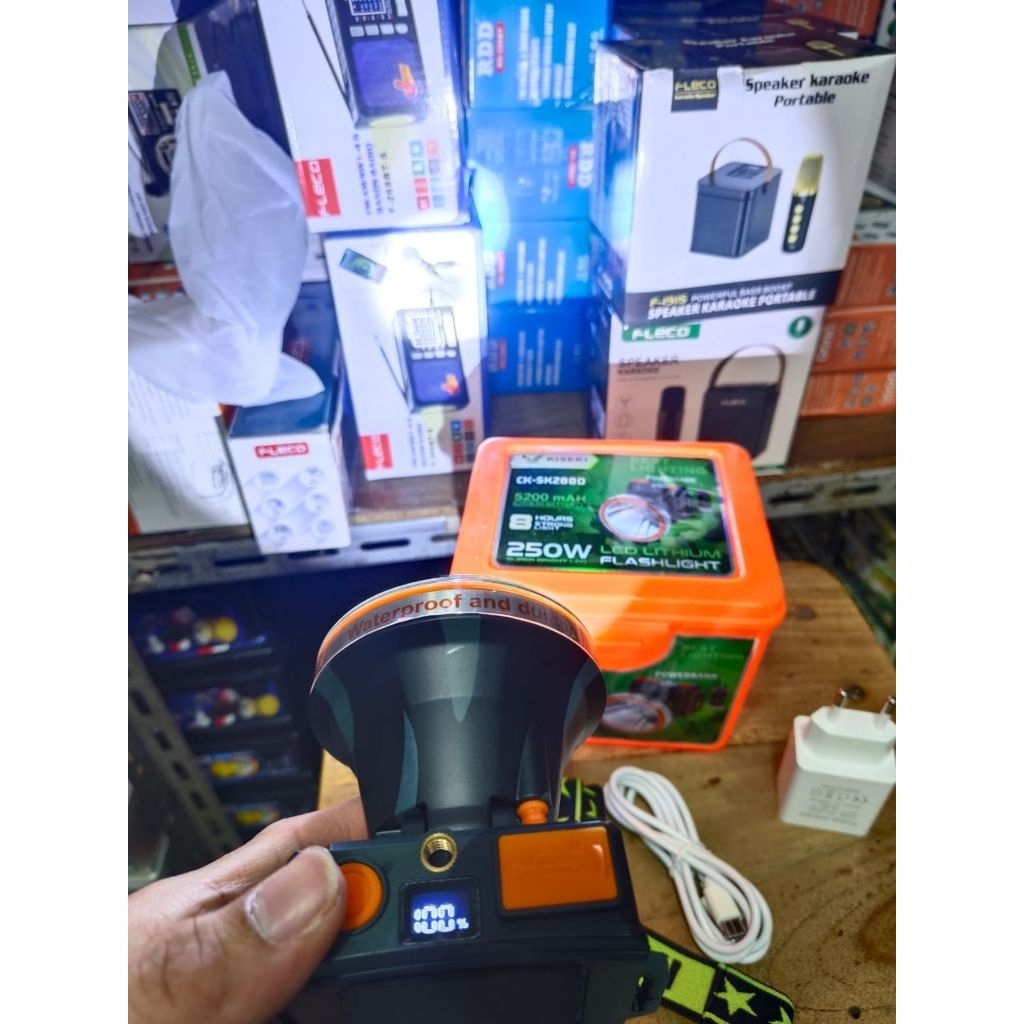 KISEKI CK-SK288D Kepala LED  250W SUPER BRIGHT Baterai 5200mAh Bisa Powerbank Display Digital / Head