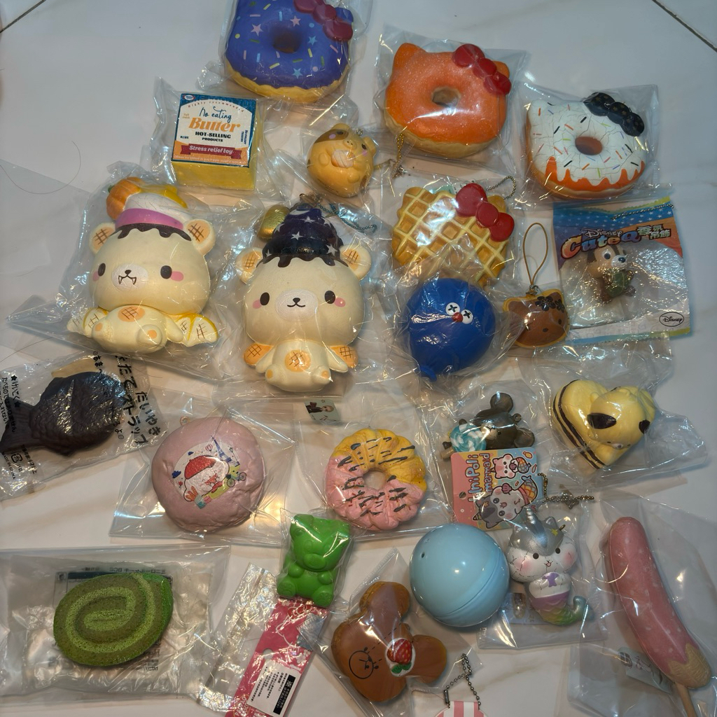 UPDATED Preloved squishy licensed murah bundle mido sanrio bear school rare mascot poli ibloom seal 