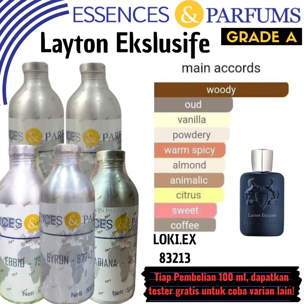 Bibit parfum repacking 100 ML parfume bibit luzi essences parfarome kualitas bibit parfum layton exc
