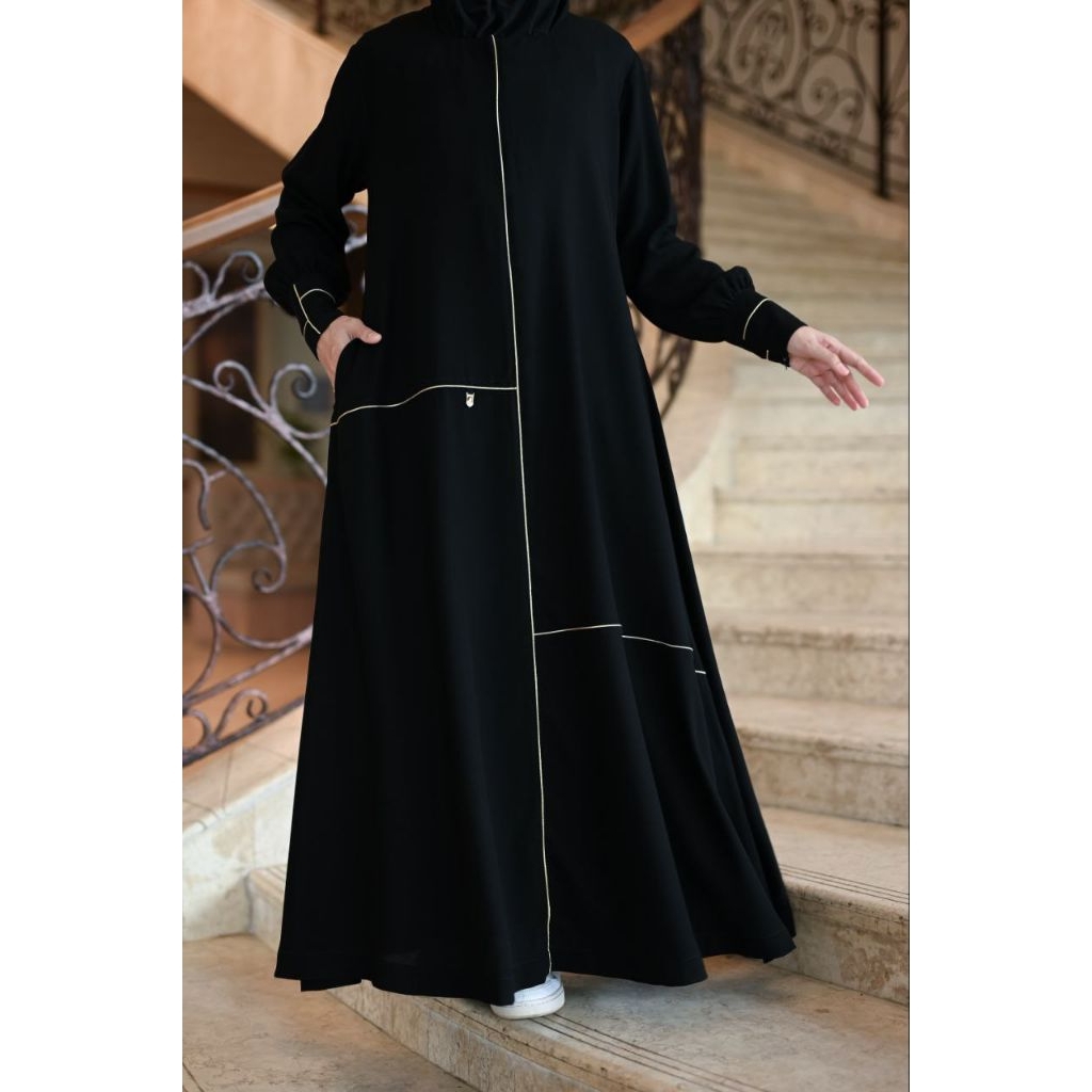 Abaya Golden Black Al Arabian - Abaya Set Khimar - Abaya Hitam Gold