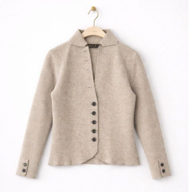 Knit Blazer Loro Piana Oat Rajut Mewah Wanita