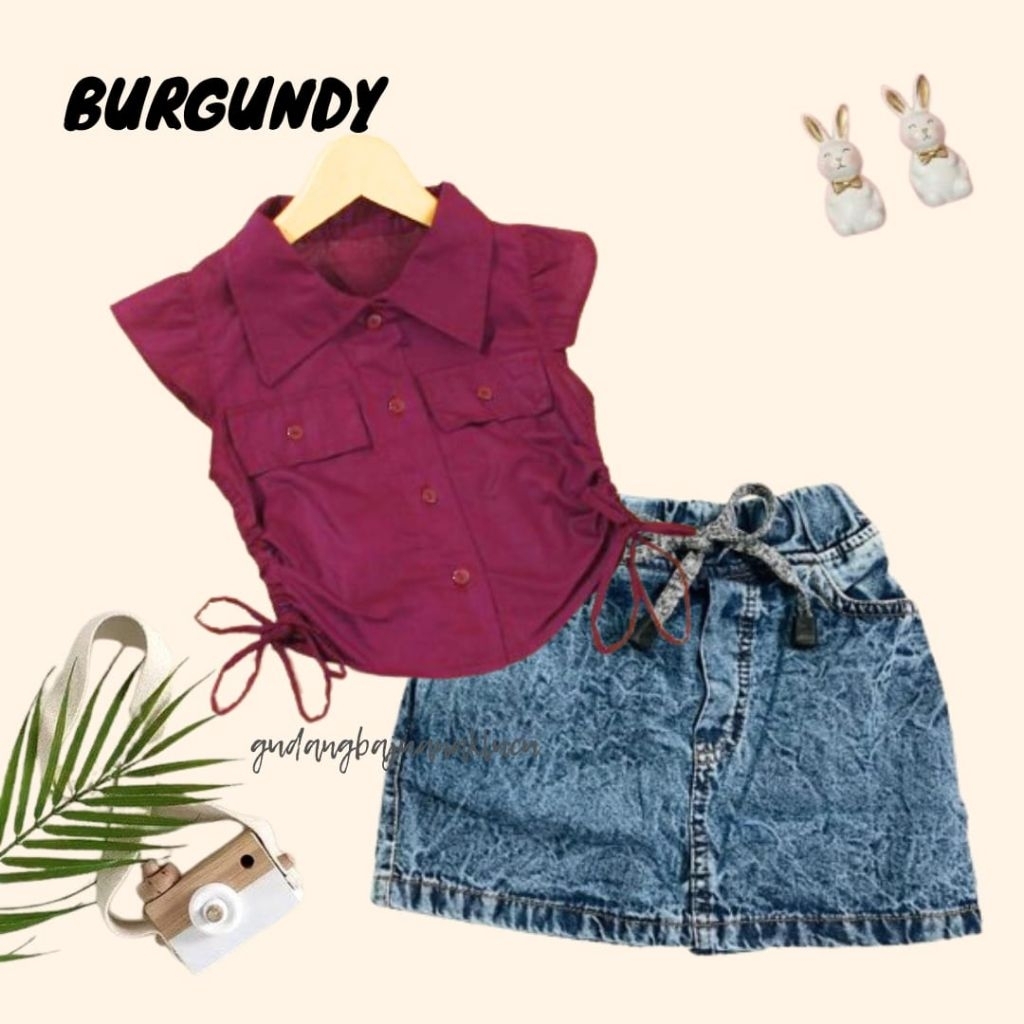 adiva setelan kemeja mix jeans 2-5th / oneset rok jeans anak cewek / setelan anak perempuan