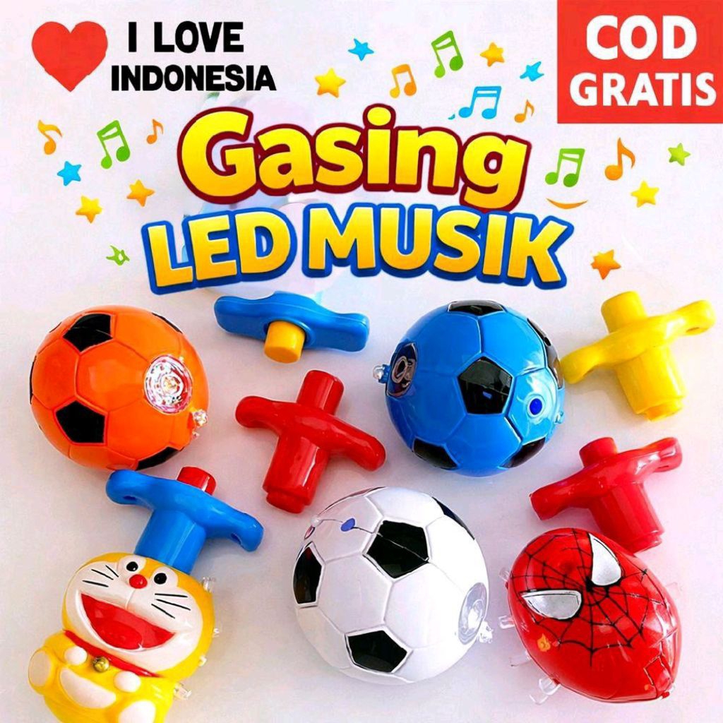 GRATIS ONGKIR mainan GASING KARAKTER putar led musik / mainan gasing lampu led musik / gasing karakt