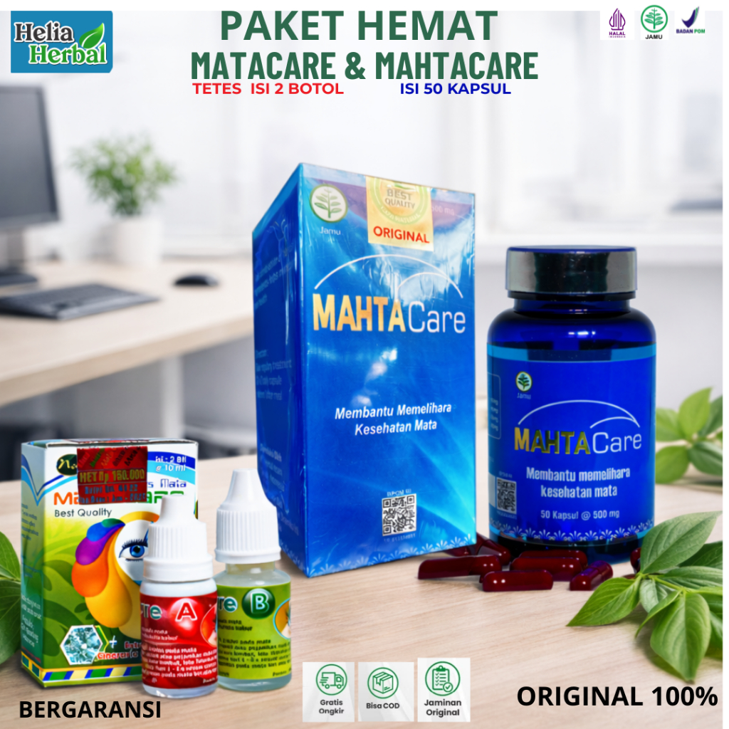 (Paket Hemat) Matacare Tetes Isi 2 botol Mahtacare Isi 50 Kapsul Atasi Silinder ,Katarak,infeksI