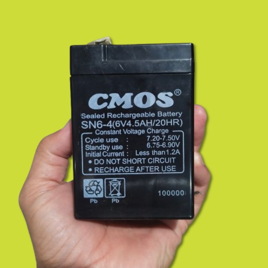 Baterai aki kering accu CMOS Sealed rechargeable battery 6Volt 4.5AH