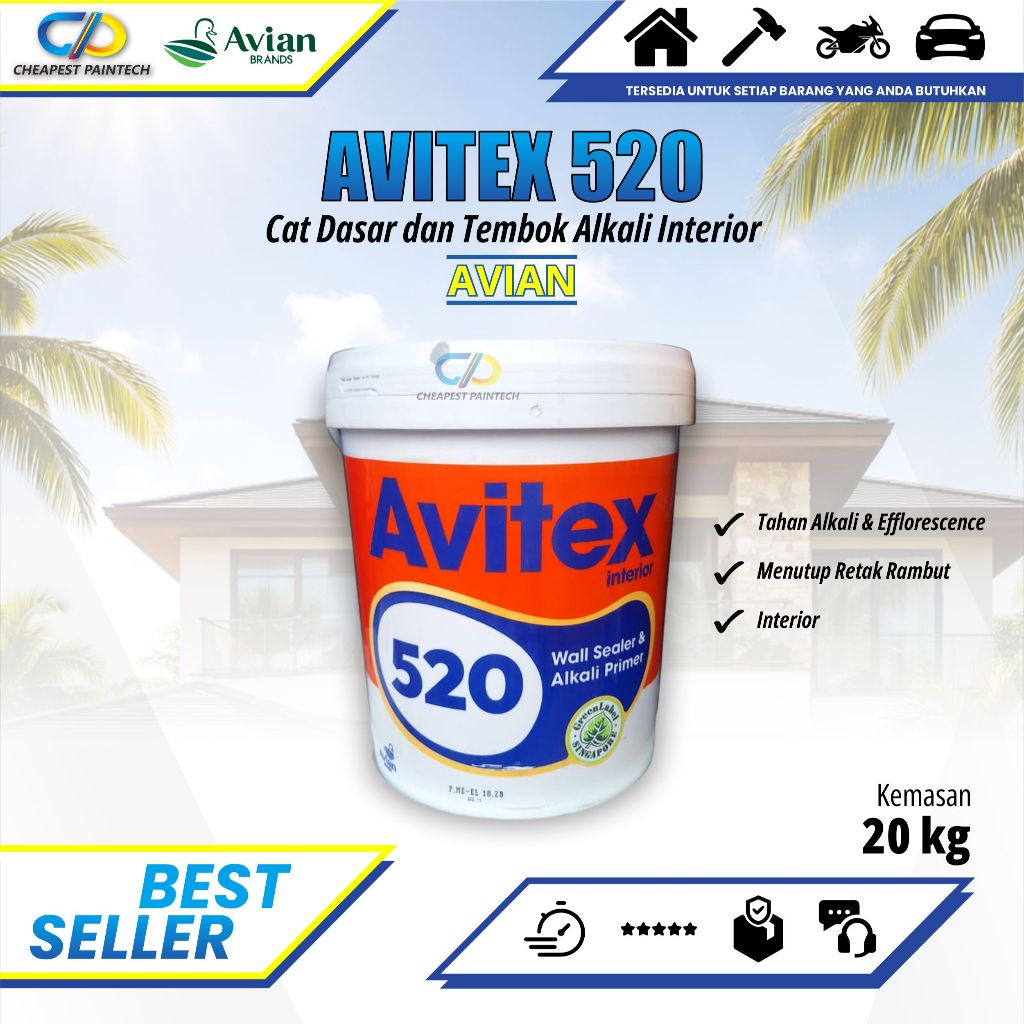 AVITEX 520 Wall Sealer Alkali Primer 20Kg Melindungi Tembok Interior Putih