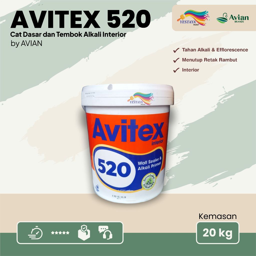 AVITEX 520 Wall Sealer Alkali Primer 20Kg Melindungi Tembok Interior Putih