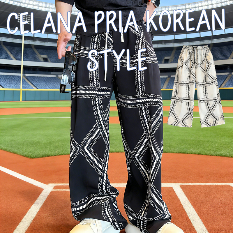 Celana Longgar Korea Pria Katun Celana Pria Celana Hitam Pria Nyaman dan mudah bernapas