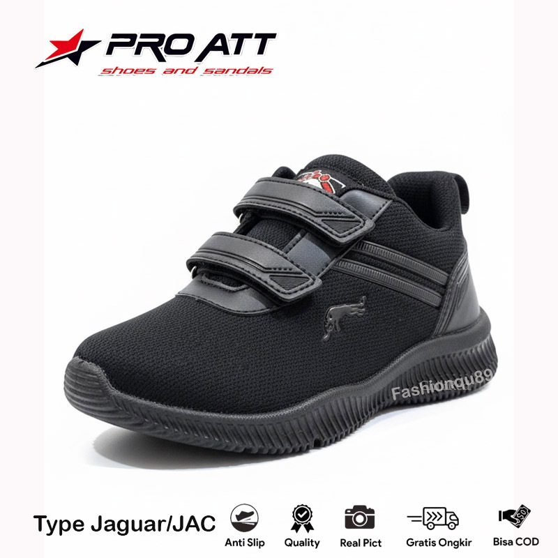 Sepatu sekolah PRO ATT Anak laki laki perempuan / Sepatu Hitam Polos unisex ringan