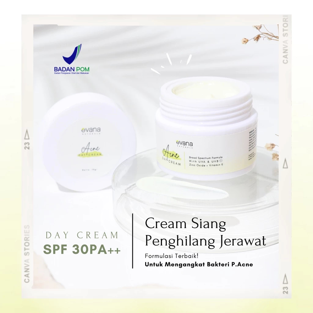 Evana Beauty Care - Acne Day Cream - SPF 30 - cream Siang Khusus Acne Skin - Melindungi Dari Sinar U