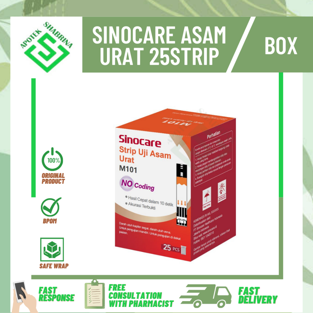 SINOCARE STRIP ASAM URAT M101 NO KODING TES ASAM URAT SINOCARE URID ACID