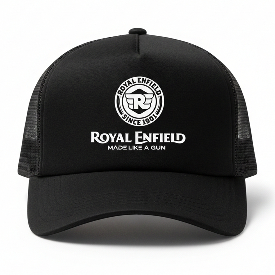 ROYAL ENFIELD CLUB - Topi Trucker Sablon Dewasa Unisex - Topi Jaring bisa custom logo Satuan