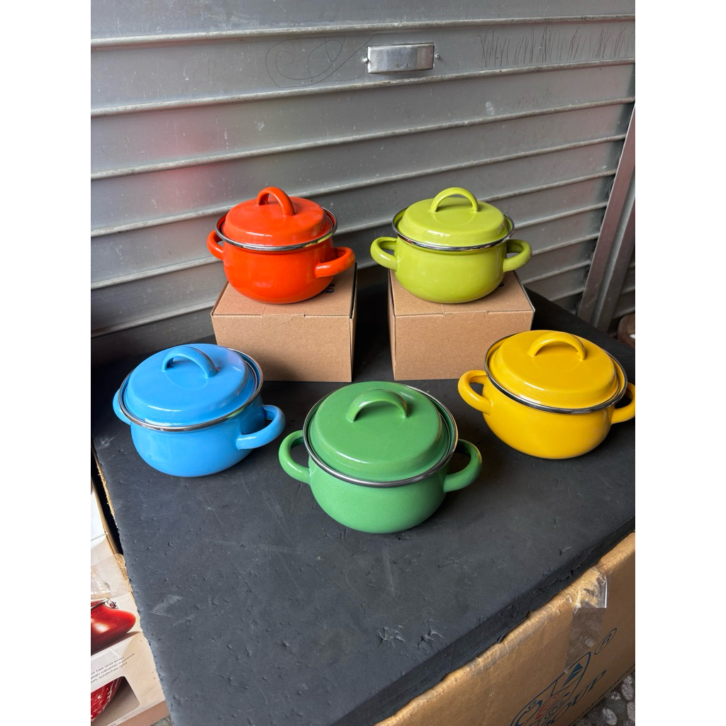 Panci Enamel 12 cm warna polos Kedaung