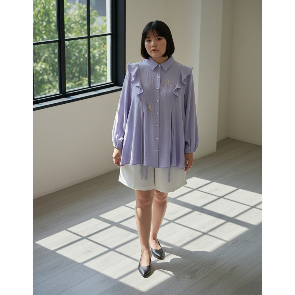 Bigissimo - Alesa Blouse | Atasan Wanita Kemeja Bordir Blouse Big SIze Jumbo LD 130