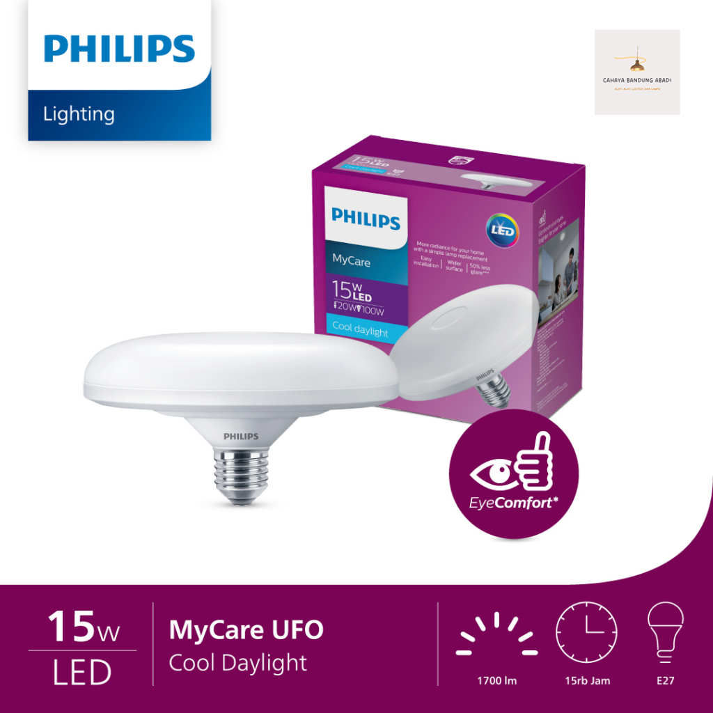 Lampu Philips LED UFO 15 Watt 15W Putih Kuning Cool Daylight Warm White 6500K 3000K E27