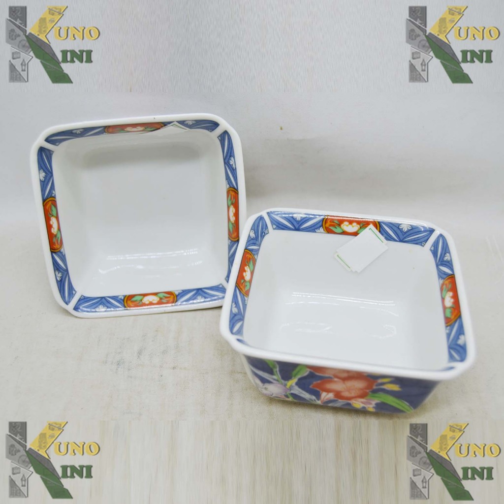 JAPANESE SQUARE CERAMIC BOWLS, 2 pcs, from JAPAN