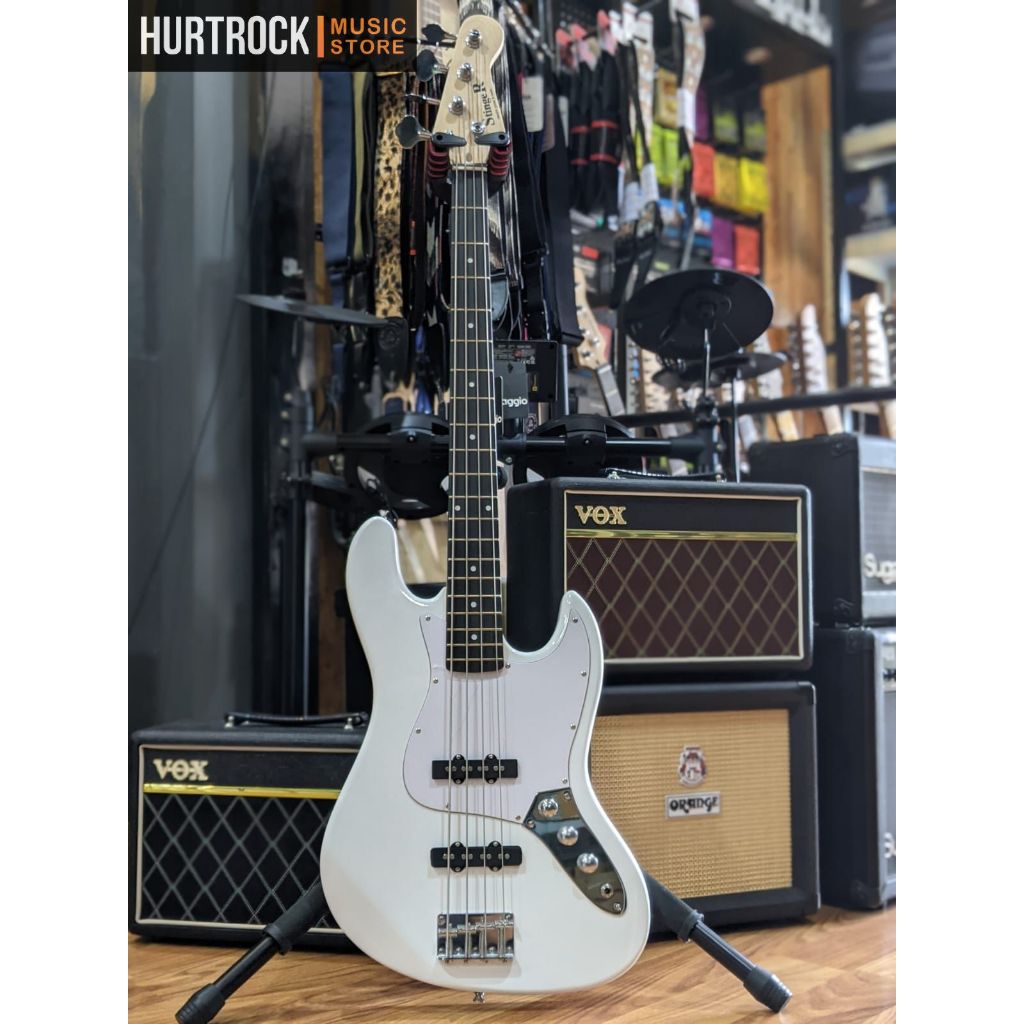 Stinger Jazz Bass Guitar White