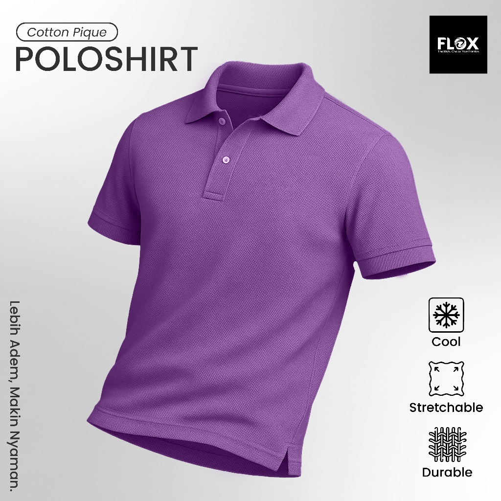 FLOX Kaos Polo Pria | Polo Shirt Ungu Tua Kaos Kerah Pria | Kaos Berkerah Pria Premium