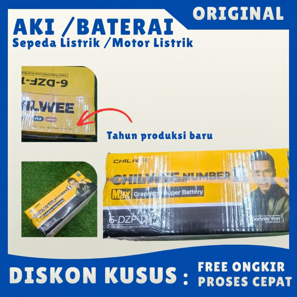 Aki Sepeda Listrik Chilwee 48-12 Original 12v 12ah | Baterai SLA Sepeda listrik selis