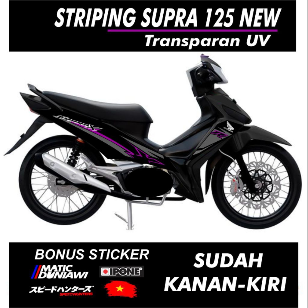 Striping stiker transparan UV motor Supra 125 New simple keren