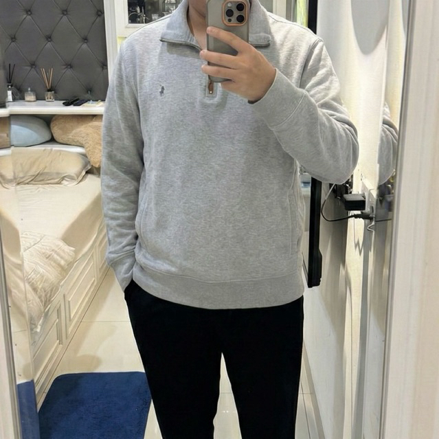 Preloved Ralph Lauren Half Zip Grey | Gray Zipper