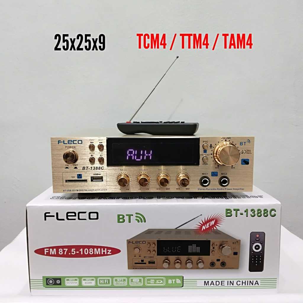 Power Ampli / Amplifier Karaoke Bluetooth FM Radio FLECO BT-1388C BT1388C
