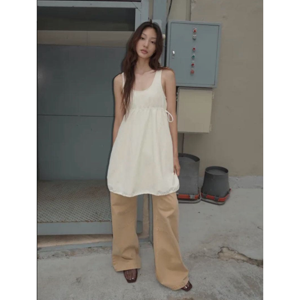 Zara Heart Stopper Nylon One-Piece Dress in Cream