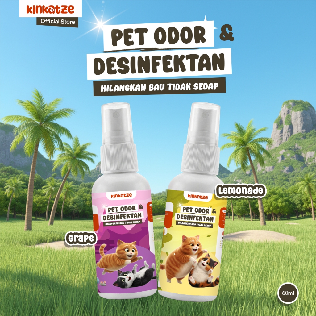 Kinkatze  60 ml Pet Odor Remover Spray Semprotan Desinfektan Penghilang Bau Kucing Anjing Peliharaan