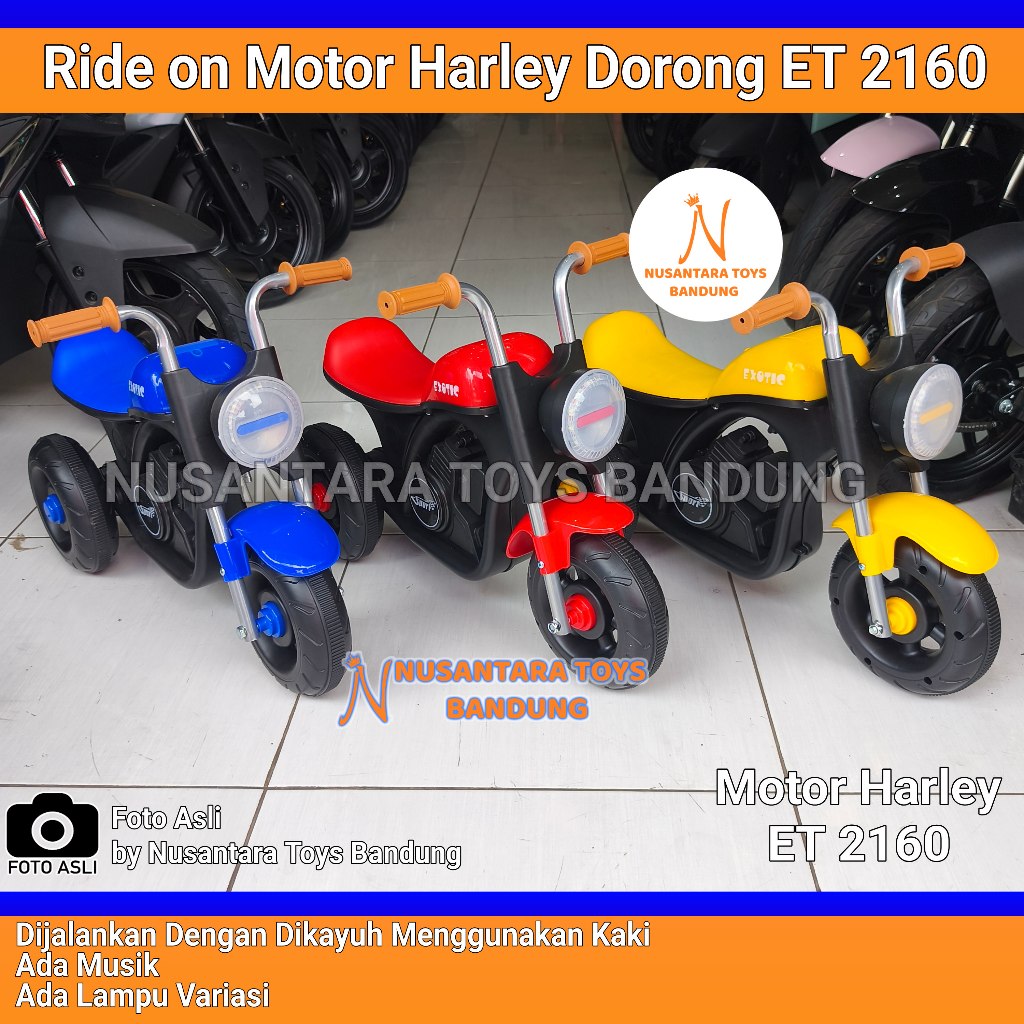 Ride on Toys Exotic Motor Tunggang Anak Motor Harley ET2160 ORIGINAL EXOTIC ET 2160 Ada Musik dan La