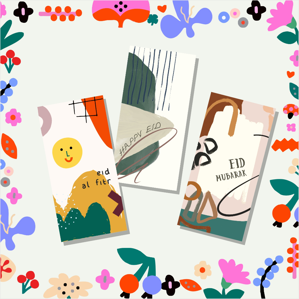 Set Amplop Lebaran Isi 10 Warna-Warni Tema Abstrak