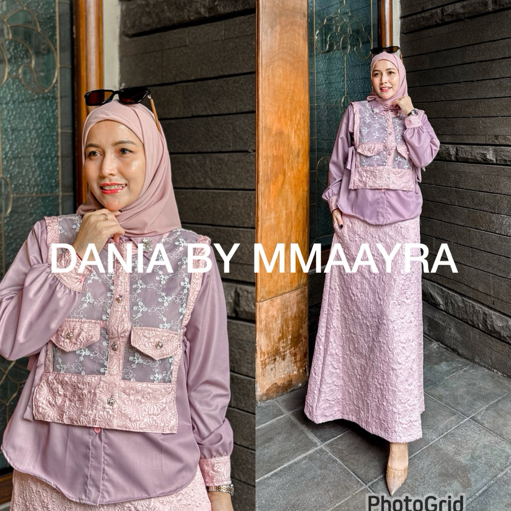 Mmaayra - DANIA BY MMAAYRA - Baju setelan wanita 3 in one terbaru kekinian cantik setelan muslim kem