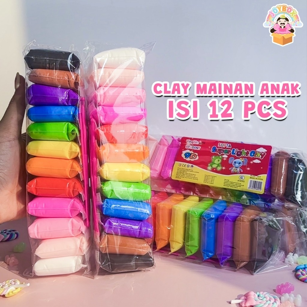 ( V3 ) Clay Mainan Anak 1 pack isi 12pcs / Mainan Edukasi Lilin anak / Paket 5 Pack / Mainan Anak SL