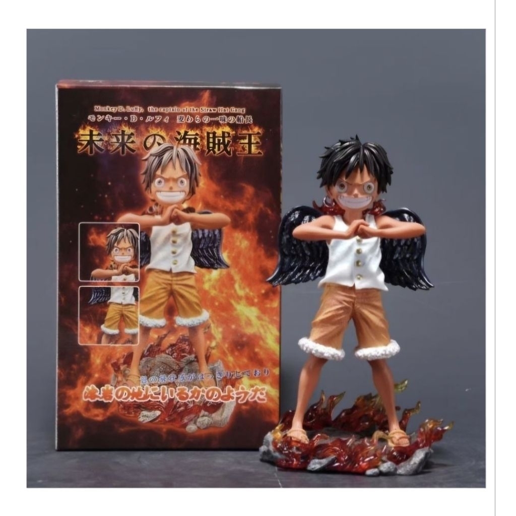 ACTION FIGURE LUFFY SERAPHIM | Figurine Anime One Piece Luffy dengan Wings dan Detail Api - Produk K